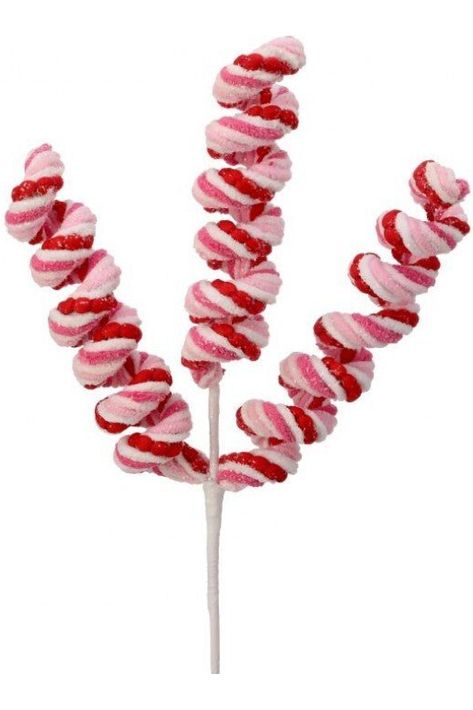 21" Chenille Frosting Swirl Stem: Pink/Red - Michelle's aDOORable Creations - Sprays and Picks