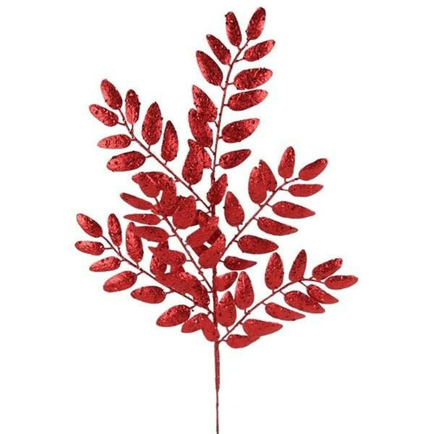 21" Glitter Honey Locust Spray: Red