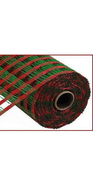 21" Poly Burlap Check Deco Mesh: Red & Green (10 Yards) - Michelle's aDOORable Creations - Poly Deco Mesh