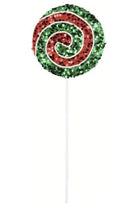 21.5" Sequin Mint Swirl Lollipop: Red/Green - Michelle's aDOORable Creations - Sprays and Picks