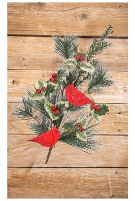 Shop For 22" Frosted Cardinals Holly Spray MTX68979