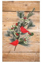 22" Frosted Cardinals Holly Spray - Michelle's aDOORable Creations - Sprays and Picks