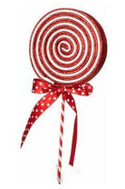 22" Glitter Lollipop Bow Pick: Red & White - Michelle's aDOORable Creations - Sprays and Picks