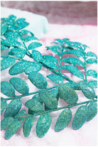 22" Honey Locust Leaf Glitter Spray: Aquamarine Blue - Michelle's aDOORable Creations - Sprays and Picks