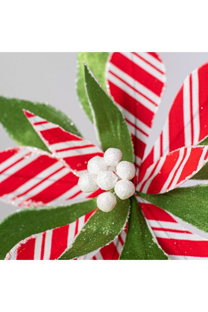 Shop For 22" Stripe Poinsettia Stem: Red/Green at Michelle's aDOORable Creations