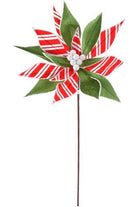 Shop For 22" Stripe Poinsettia Stem: Red/Green at Michelle's aDOORable Creations