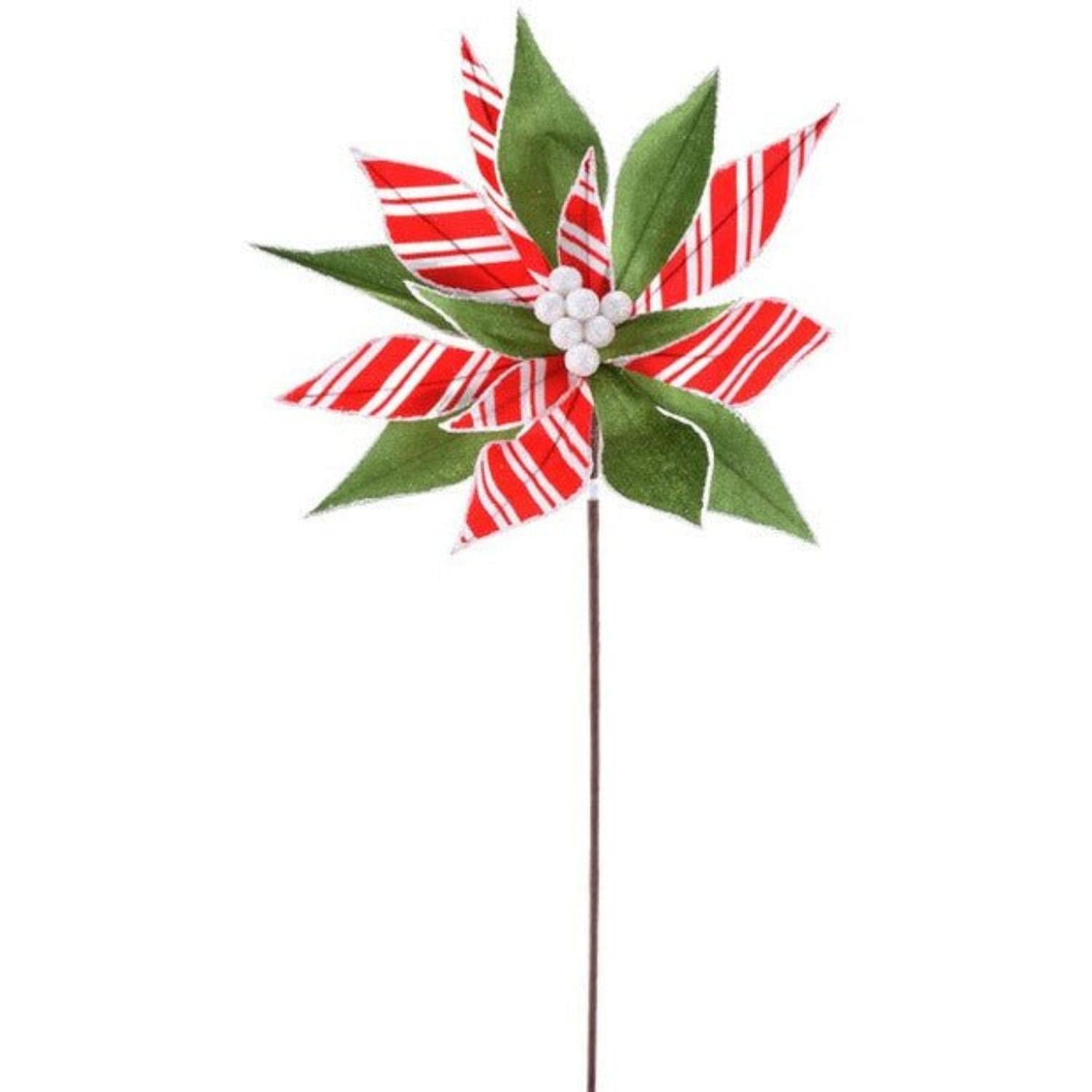 Shop For 22" Stripe Poinsettia Stem: Red/Green at Michelle's aDOORable Creations