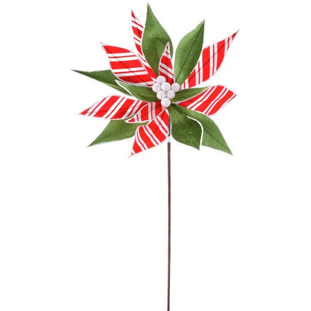 Shop For 22" Stripe Poinsettia Stem: Red/Green at Michelle's aDOORable Creations