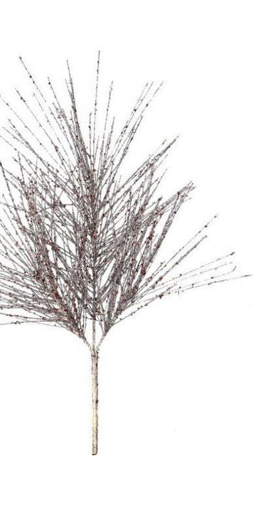 23" Glitter Long Needle Pine Spray: Silver/Red - Michelle's aDOORable Creations - Holiday Ornaments