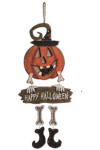 23" Wooden Spooky Sign Greeter: Pumpkin - Michelle's aDOORable Creations - Wooden/Metal Signs