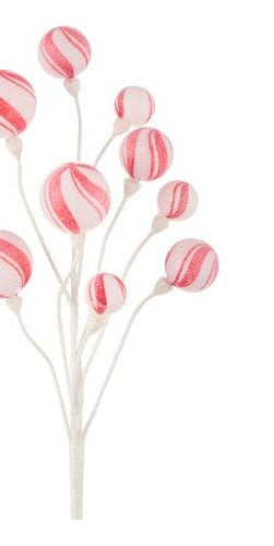 23.5" Peppermint Stripe Ball Spray - Michelle's aDOORable Creations - Sprays and Picks
