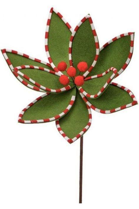 Shop For 24" Felt Poinsettia Peppermint Edge: Green at Michelle's aDOORable Creations