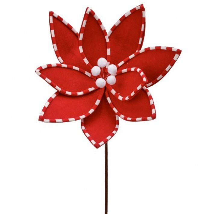Shop For 24" Felt Poinsettia Peppermint Edge: Red at Michelle's aDOORable Creations