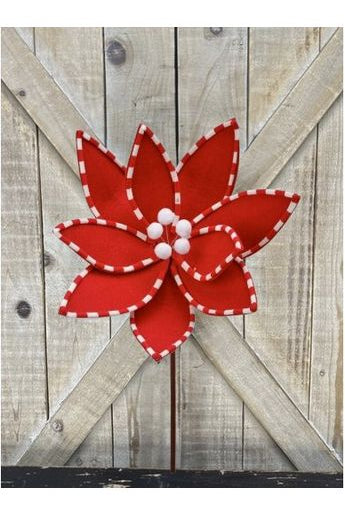 24" Felt Poinsettia Peppermint Edge: Red - Michelle's aDOORable Creations - Sprays and Picks
