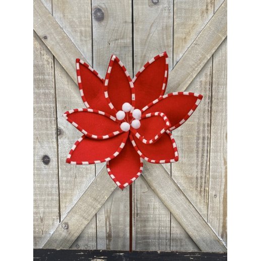 Shop For 24" Felt Poinsettia Peppermint Edge: Red at Michelle's aDOORable Creations