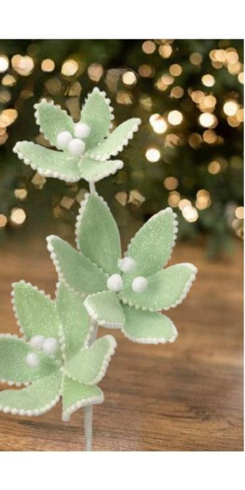 24" Frosted Triple Candy Poinsettia Stem - Michelle's aDOORable Creations - Sprays and Picks