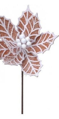 24” Gingerbread Poinsettia Stem - Michelle's aDOORable Creations - Sprays and Picks