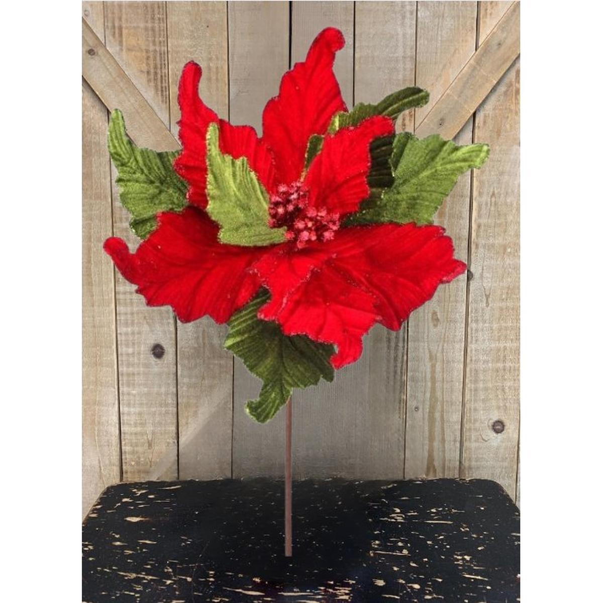 Shop For 24” Glitter Edge Velvet Poinsettia Stem at Michelle's aDOORable Creations