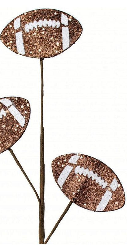 24" Glitter Football Floral Spray: Brown - Michelle's aDOORable Creations - Sprays and Picks