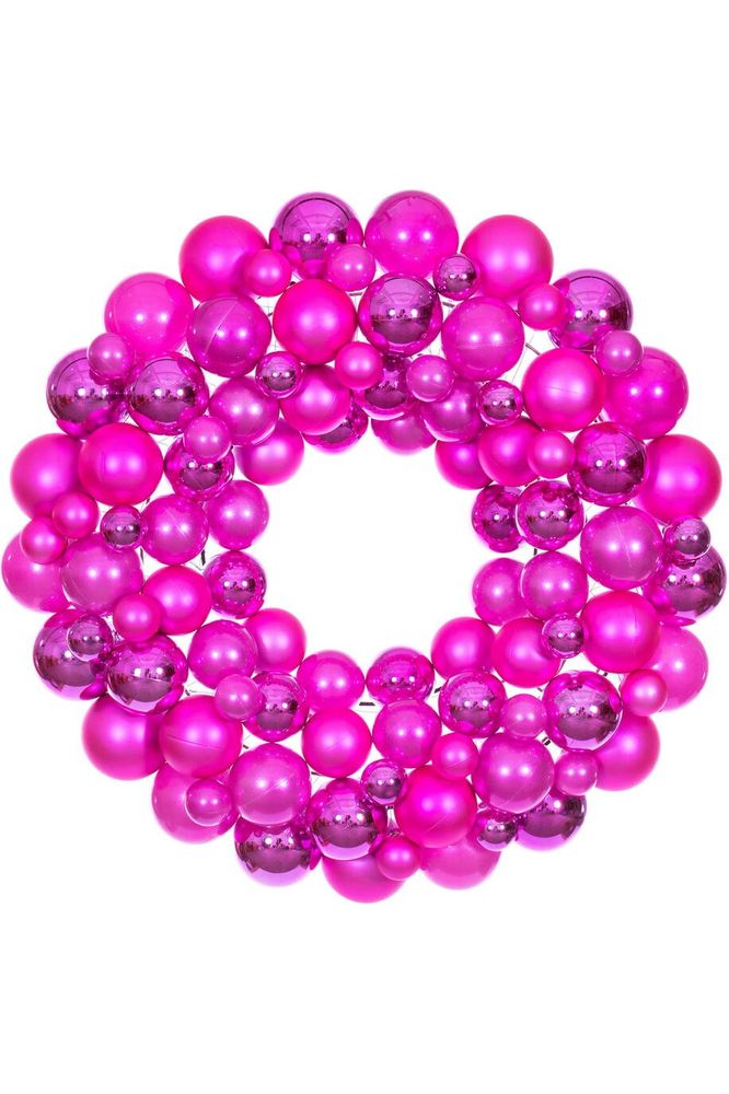 24" Hot Pink Ball Wreath - Michelle's aDOORable Creations - Work Wreath Form