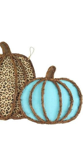 24" Leopard Pumpkin Grapevine Hanger: Teal - Michelle's aDOORable Creations - Work Wreath Form