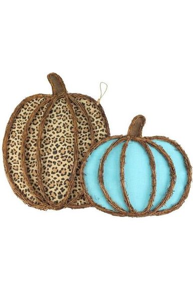 24" Leopard Pumpkin Grapevine Hanger: Teal - Michelle's aDOORable Creations - Work Wreath Form