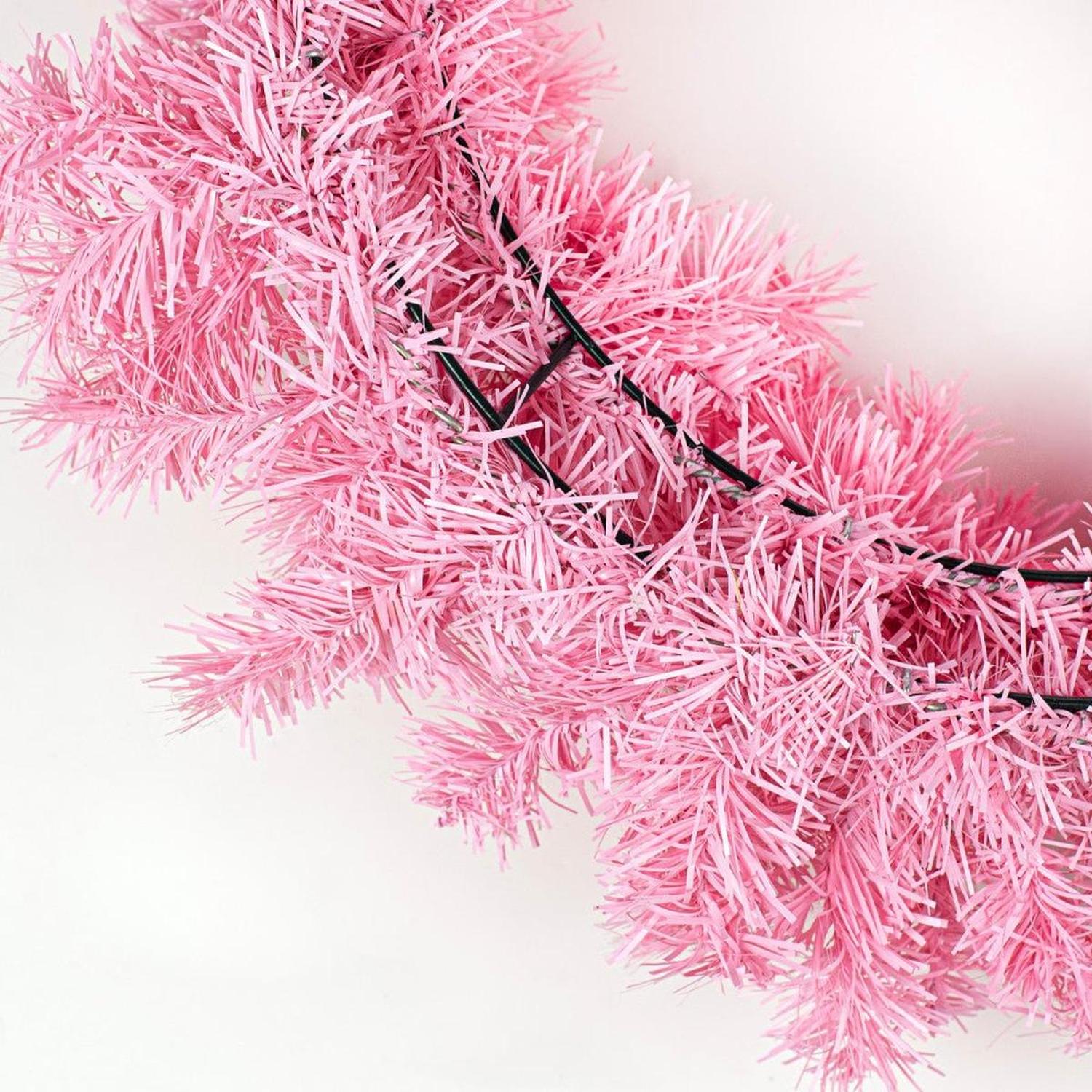 24" Pine Wreath With Bow: Pink