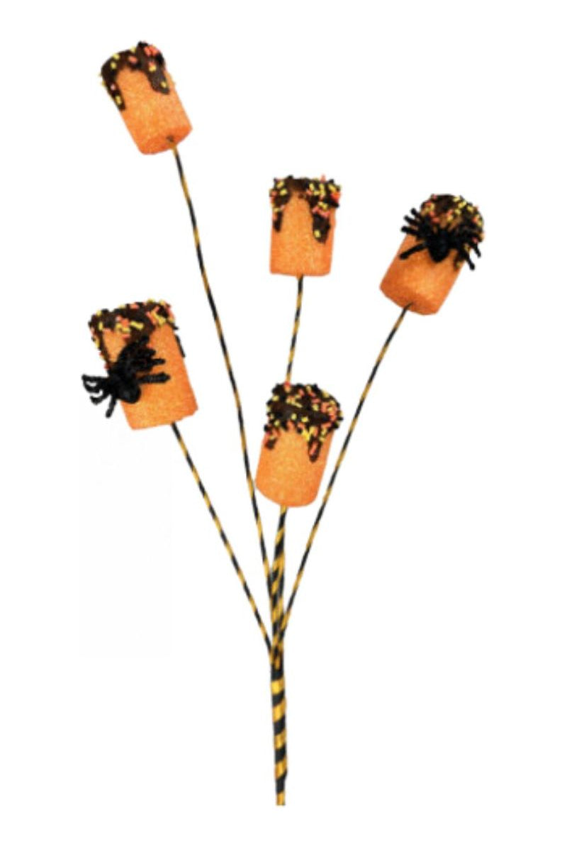 24" Spider Marshmallow Spray: Orange - Michelle's aDOORable Creations - Sprays and Picks