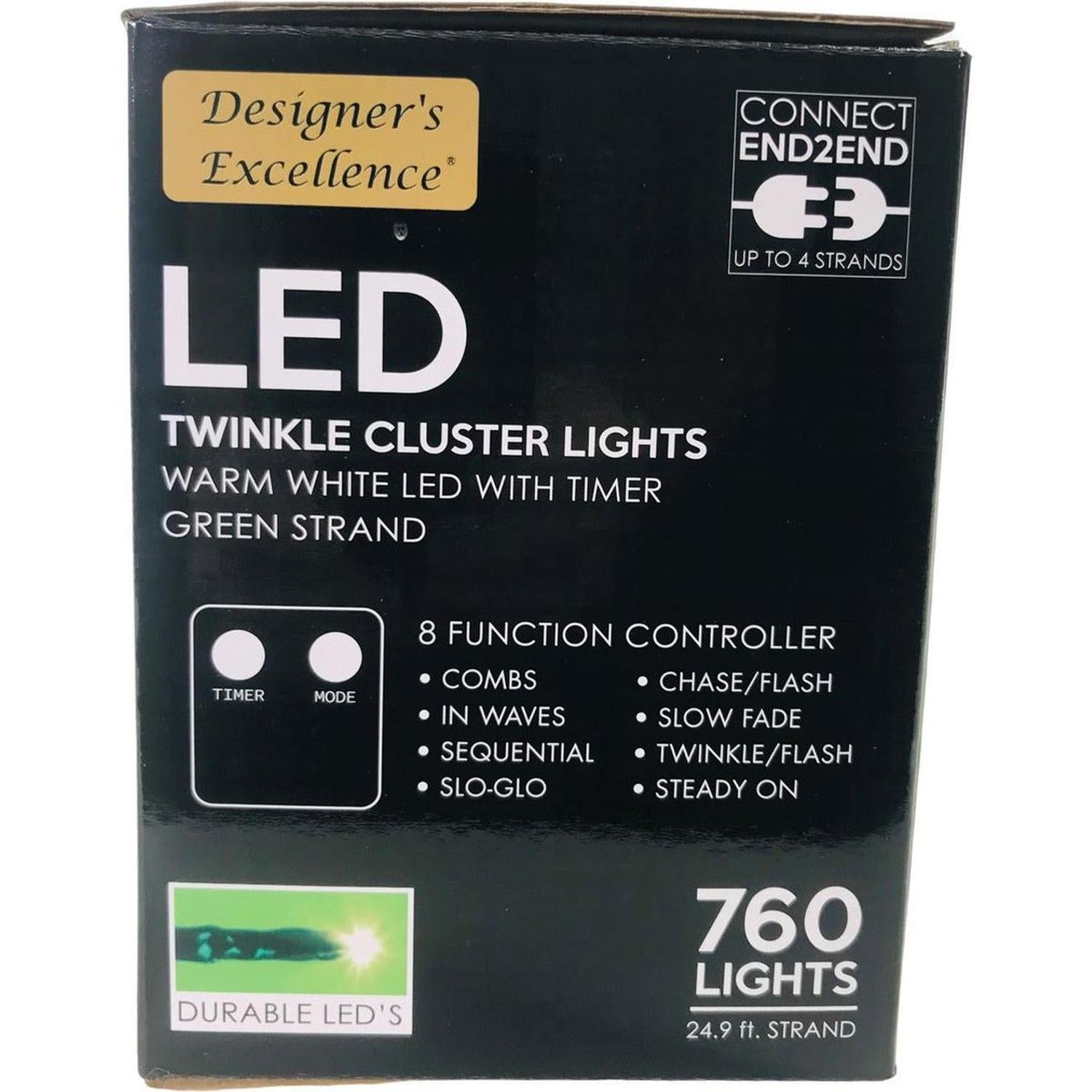 24' Twinkle Lights Green Wire: Mulit Color Lights