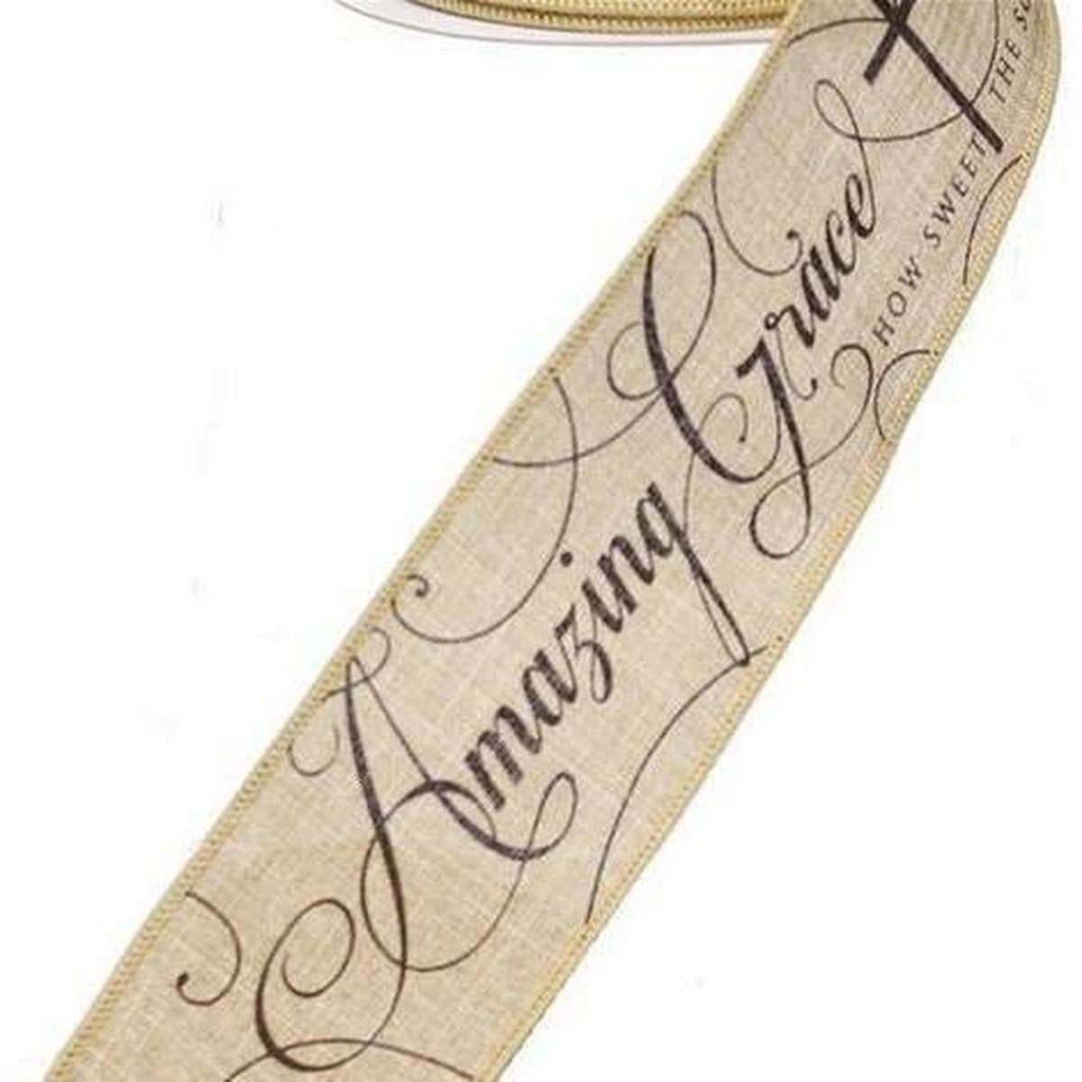 Shop For 2.5" Amazing Grace Ribbon: Beige & Black (10 Yards) at Michelle's aDOORable Creations