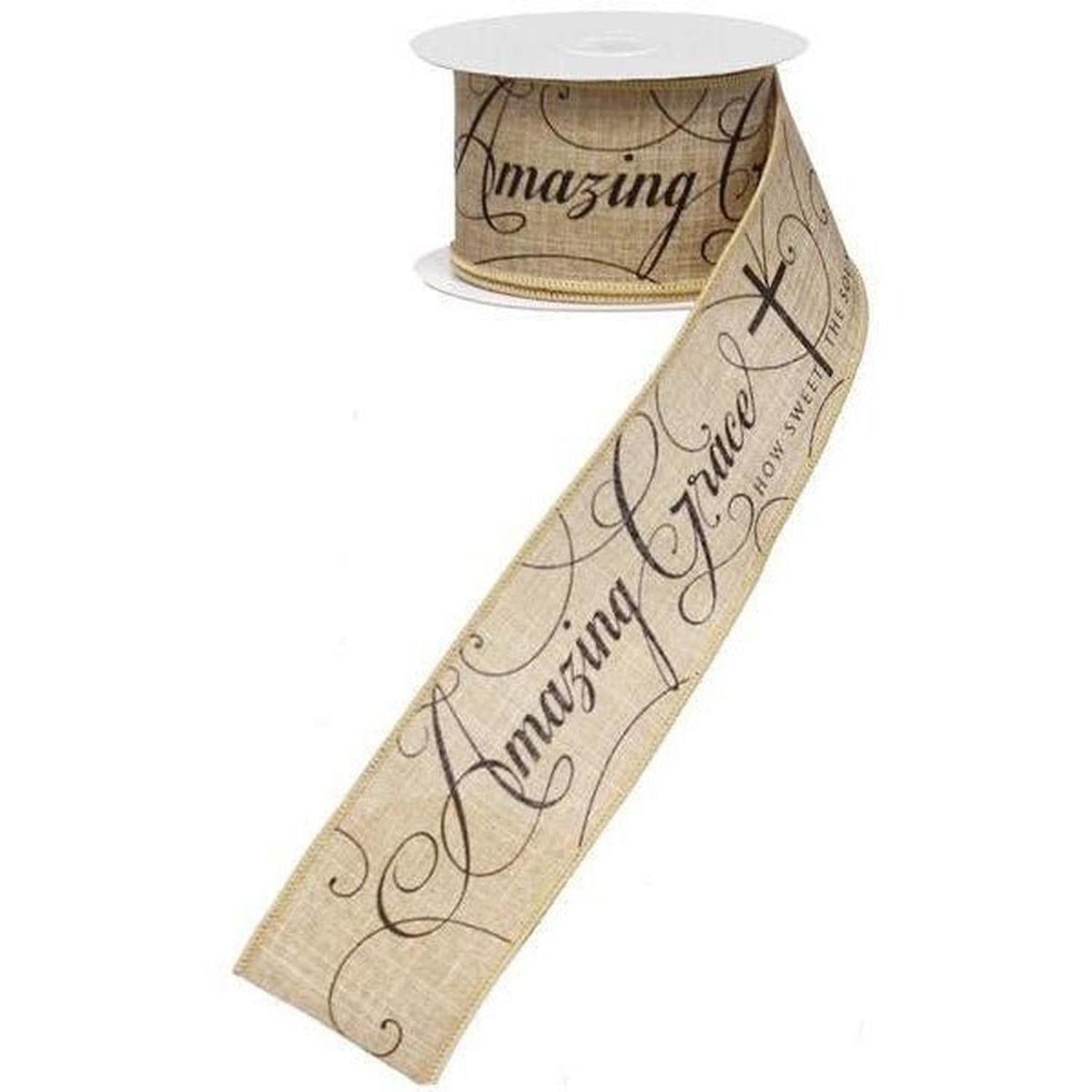 2.5" Amazing Grace Ribbon: Beige & Black (10 Yards)