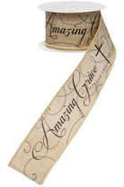 2.5" Amazing Grace Ribbon: Beige & Black (10 Yards) - Michelle's aDOORable Creations - Wired Edge Ribbon