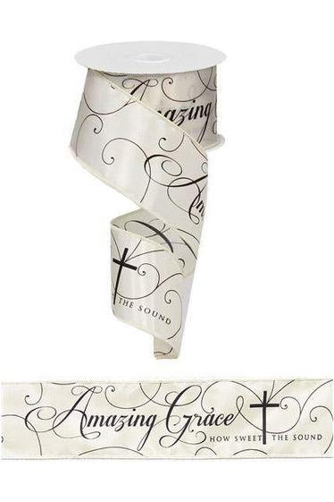 Shop For 2.5" Amazing Grace Ribbon: Ivory & Black (10 Yards) at Michelle's aDOORable Creations