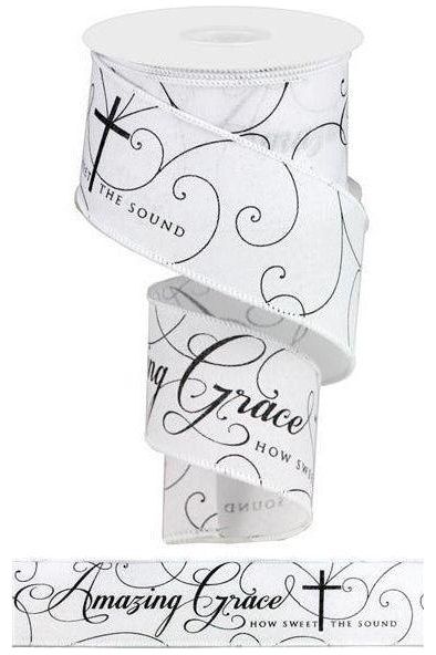 Shop For 2.5" Amazing Grace Ribbon: White & Black (10 Yards) at Michelle's aDOORable Creations