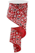 2.5" Bandana Print Ribbon: Red (10 Yards) - Michelle's aDOORable Creations - Wired Edge Ribbon