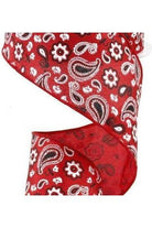 2.5" Bandana Print Ribbon: Red (10 Yards) - Michelle's aDOORable Creations - Wired Edge Ribbon