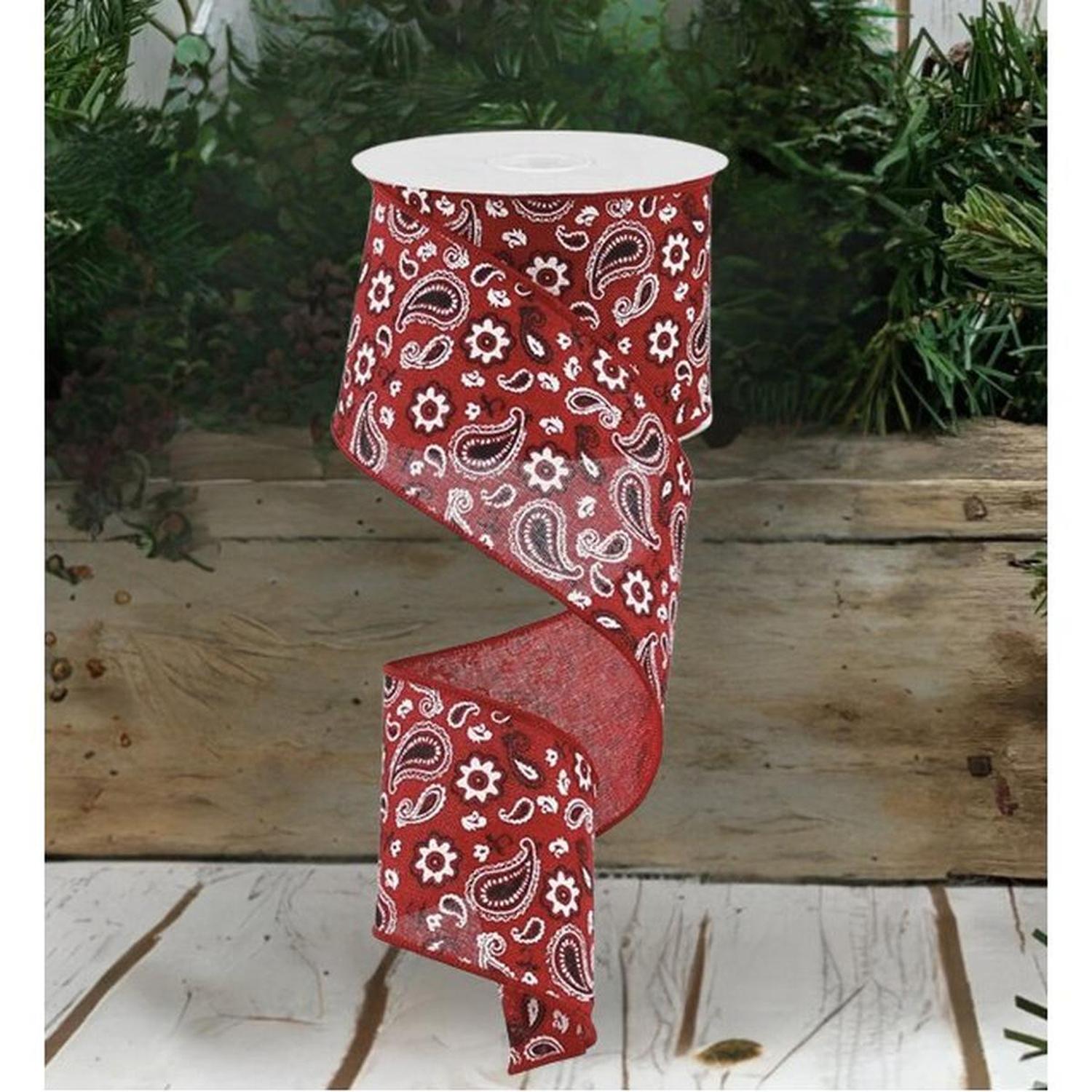 Shop For 2.5" Bandana Print Ribbon: Red (10 Yards) at Michelle's aDOORable Creations