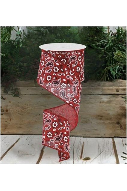 Shop For 2.5" Bandana Print Ribbon: Red (10 Yards) at Michelle's aDOORable Creations