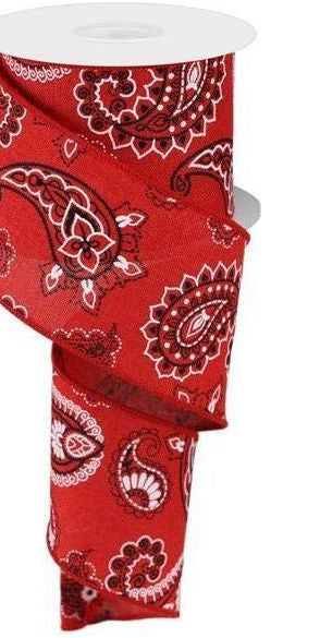 2.5" Bandana Ribbon: Red (10 Yards) - Michelle's aDOORable Creations - Wired Edge Ribbon