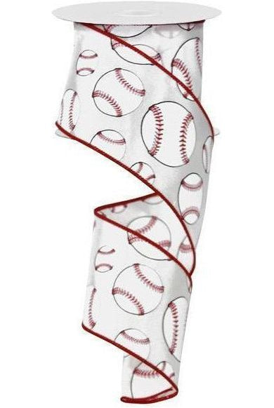 2.5" Baseball Ribbon (10 Yards) - Michelle's aDOORable Creations - Wired Edge Ribbon