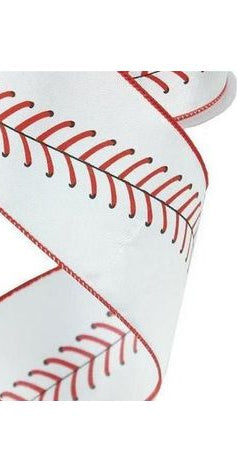 2.5" Baseball Stitching Ribbon (10 Yards) - Michelle's aDOORable Creations - Wired Edge Ribbon