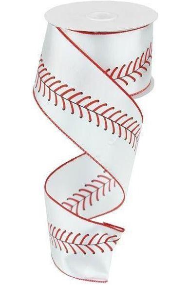 2.5" Baseball Stitching Ribbon (10 Yards) - Michelle's aDOORable Creations - Wired Edge Ribbon