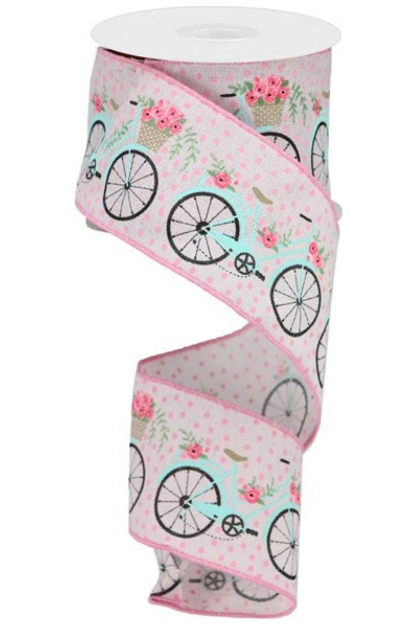 Shop For 2.5" Bicycle on Royal Ribbon: Powder Pink (10 Yards) at Michelle's aDOORable Creations