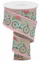 2.5" Bicycle Royal Drift Ribbon: Lt Natural (10 Yards) - Michelle's aDOORable Creations - Wired Edge Ribbon
