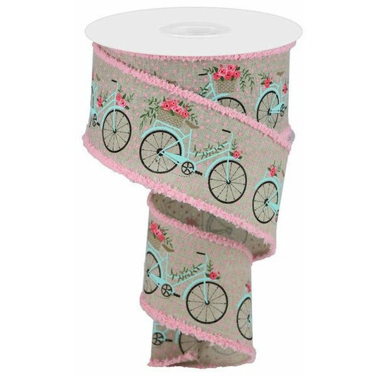 Shop For 2.5" Bicycle Royal Drift Ribbon: Lt Natural (10 Yards) at Michelle's aDOORable Creations