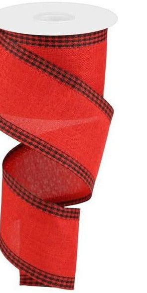 2.5" Black Gingham Edge Ribbon: Red (10 Yards) - Michelle's aDOORable Creations - Wired Edge Ribbon