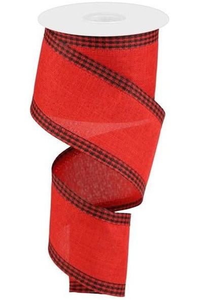 2.5" Black Gingham Edge Ribbon: Red (10 Yards) - Michelle's aDOORable Creations - Wired Edge Ribbon