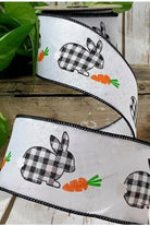 2.5" Black White Check Bunny Ribbon: White (10 Yards) - Michelle's aDOORable Creations - Wired Edge Ribbon
