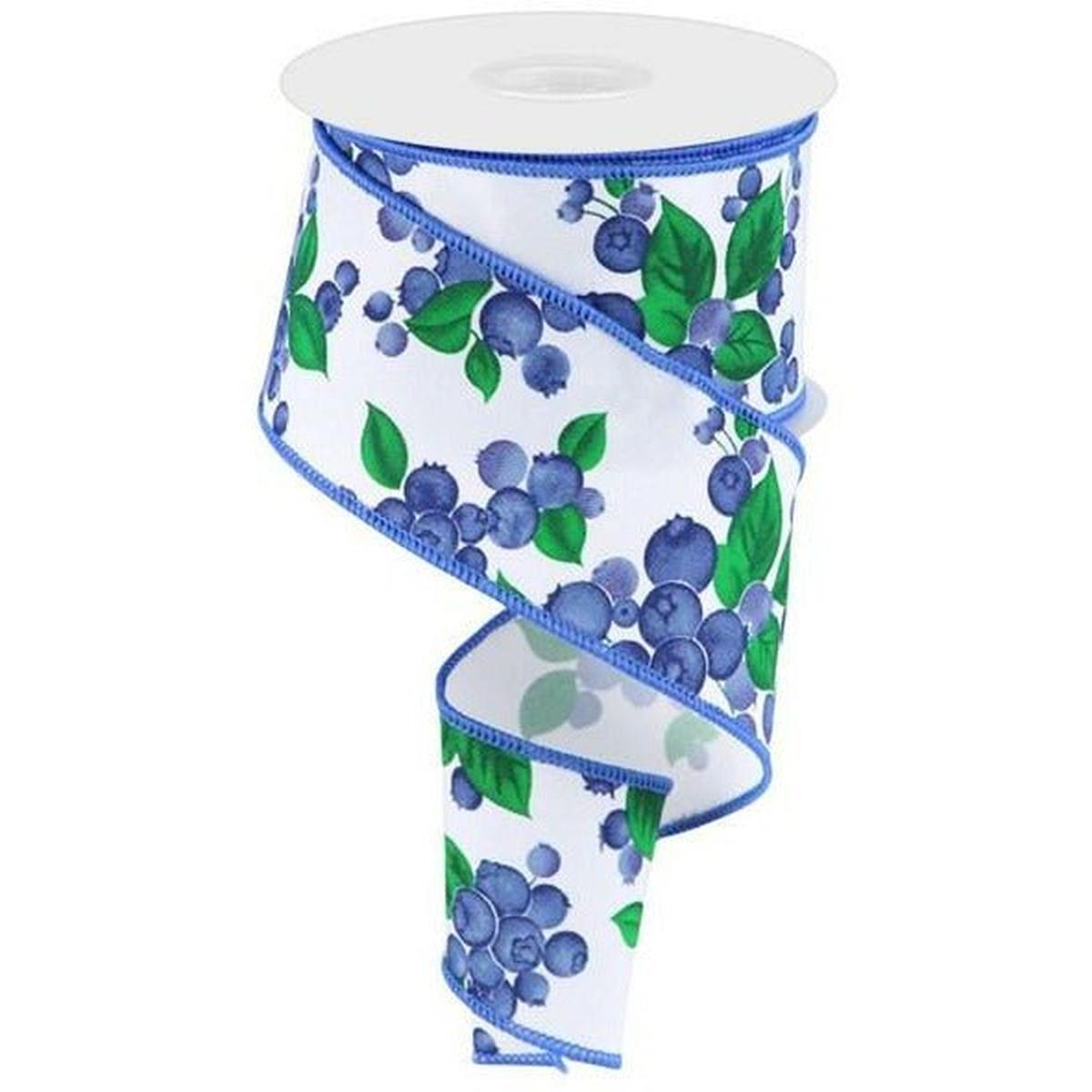 Shop For 2.5" Blueberry Ribbon: White (10 Yards) at Michelle's aDOORable Creations