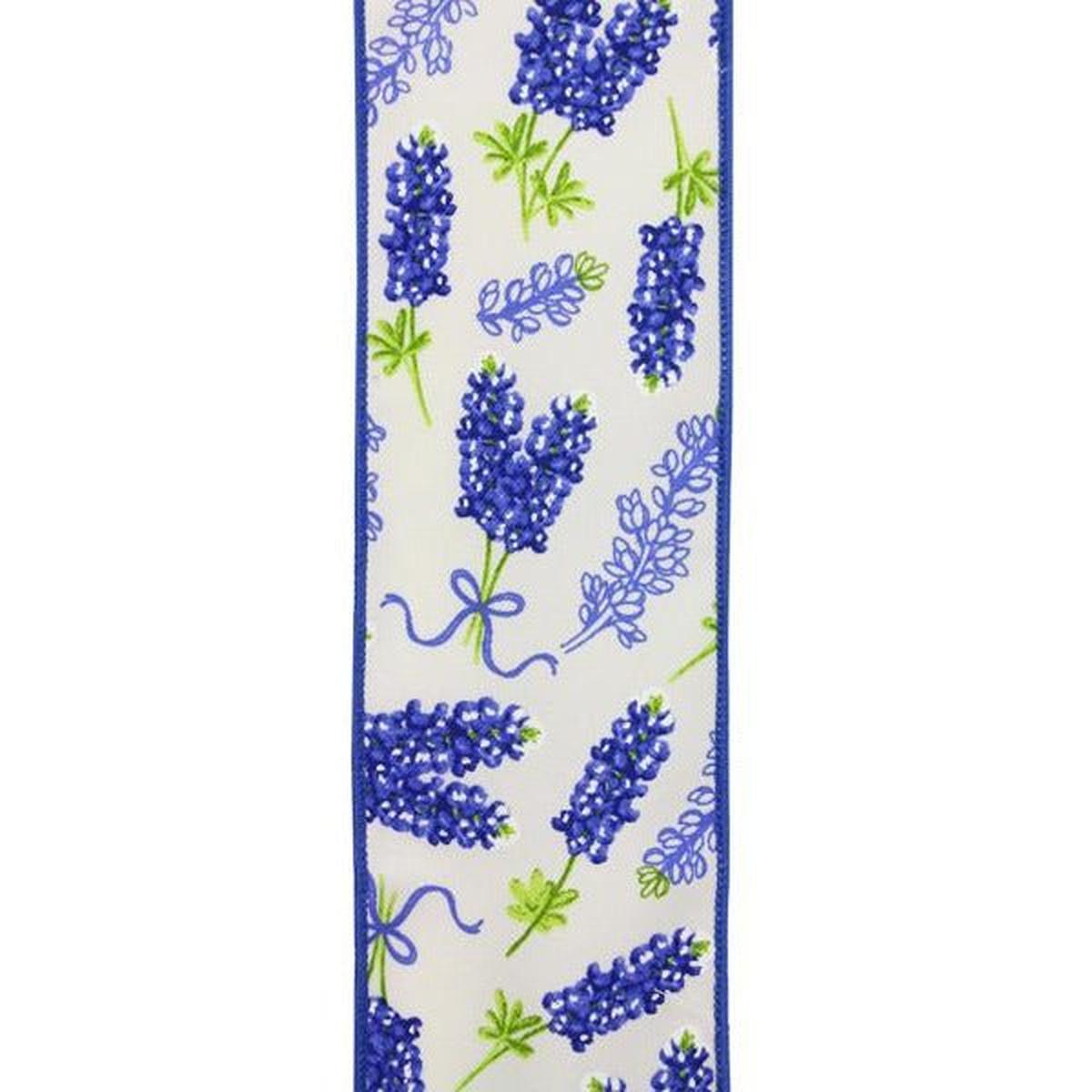 Shop For 2.5" Bluebonnets Pattern Ribbon: Ivory (10 Yards) at Michelle's aDOORable Creations